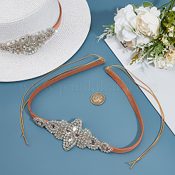 2 шт. коровья кожа с лентой для шляпы со стразами&nbsp;HJEW-ME00030