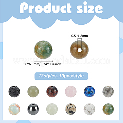 120шт. 12 стиля наборов бусин из натуральных и синтетических драгоценных камней G-PH0003-16