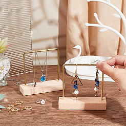 Деревянные висячие стенды для ожерелья&nbsp;LS-NDIS-WH0001-10G