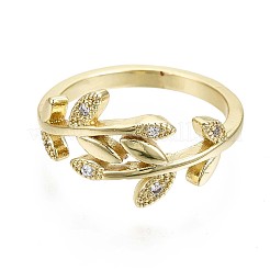 Латунные кольца из манжеты с прозрачным цирконием&nbsp;RJEW-S044-122-NF