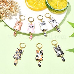 Кулон из сплава эмали с замком в виде кота маркеры петель&nbsp;HJEW-CJ00027