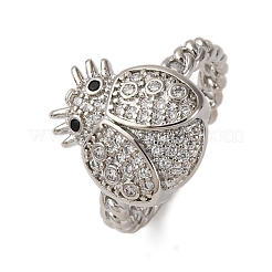 Anelli polsino aperto regolabile in ottone micro pavé di zirconi cubici per donna&nbsp;RJEW-A072-01A-P