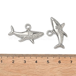 海をテーマにした304ステンレススチールペンダント  ステンレス鋼色  鮫  18x30x3mm  穴：3mm&nbsp;STAS-I367-02P-01