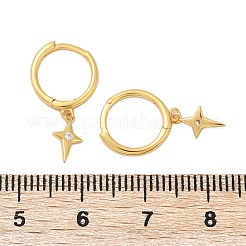 Серьги-кольца star 925 из стерлингового серебра с микропаве из прозрачных кубических цирконий для женщин&nbsp;EJEW-G427-03G