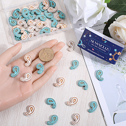 80 шт. 2-х цветные синтетические бирюзовые бусины G-SC0002-57