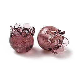 Стеклянные бусины ручной работы из золотой фольги/песка лэмпворк LAMP-G158-05