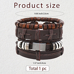 1 bracciale multifilo in pelle bovina e similpelle lavorato a maglia&nbsp;AJEW-GF0011-50F