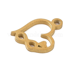 304ステンレススチールチャーム  無限大とハート  ゴールドカラー  11x9x1mm  穴：1.2mm&nbsp;STAS-G355-06A-G