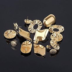 304ステンレススチールスタッドピアス金具  ピアスキャッチ/ピアスバックキャッチ付き  混合図形  ゴールドカラー  17mm  穴：1.8mm  ピン：0.7mm&nbsp;STAS-UN0003-05G