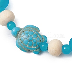 Braccialetti elastici in turchese sintetico&nbsp;BJEW-JB11125-01