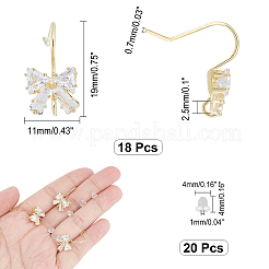 18 шт. латунные крючки для сережек из прозрачного кубического циркония&nbsp;EJEW-CA0001-03