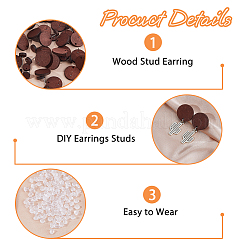 60 шт. деревянные серьги-гвоздики EJEW-FI0003-33E
