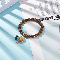 Bracelet extensible en oeil de tigre naturel&nbsp;BJEW-JB08747-03