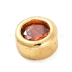 Покрытие стойки плоские круглые латунные кабошоны из микропаве из кубического циркония&nbsp;KK-F874-03G-10