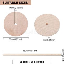 26 set di ruote e bastoni in legno di ciliegio cinese non rifiniti&nbsp;DIY-OC0004-16