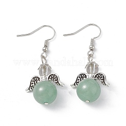 Круглые серьги с подвесками из бисера и драгоценными камнями EJEW-P220-01P