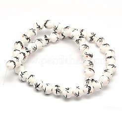 Ручной цветок печатных фарфоровые керамические бусины нити&nbsp;PORC-M006-8mm-02