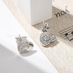 Orecchini a bottone con micro pavé di zirconi chiari in ottone placcato cremagliera&nbsp;EJEW-K299-01P-G