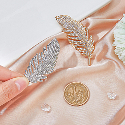 2 шт. 2-цветные зажимы для пряжки шарфа из сплава перьев и страз JEWB-FH0001-53