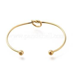 Ионное покрытие (ip) 304 нержавеющая сталь браслеты манжеты узел для женщин&nbsp;LS-BJEW-M233-04G