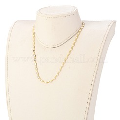 ガラスパールリンクチェーンネックレス  真鍮製のカーブチェーンとカニカン付き  ゴールドカラー  18-1/8インチ（46cm）&nbsp;NJEW-JN03203
