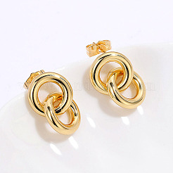 Латунные серьги-гвоздики с двойным кольцом&nbsp;PA8629