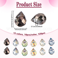120шт 12 цвета гальванические стеклянные бусины&nbsp;EGLA-NB0001-29