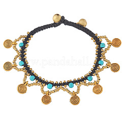 Браслеты с подвесками из сплава латуни и вощеного шнура в богемном стиле&nbsp;FS-WG541AE-02