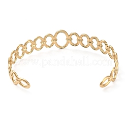 304ステンレススチール製中空楕円形カフバングル女性用  ゴールドカラー  内径：2-5/8インチ（6.7cm）&nbsp;BJEW-D061-04G