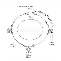 925 bracelet de cheville en argent sterling plaqué rhodium&nbsp;JA81A