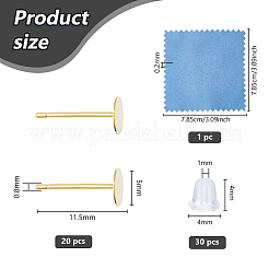 20 шт. 925 плоские серьги-гвоздики из стерлингового серебра&nbsp;STER-DC0001-63A