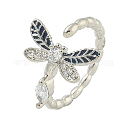 Кольца-манжеты Dragonfly из латуни с микропаве из прозрачного кубического циркония для женщин&nbsp;RJEW-M016-02P