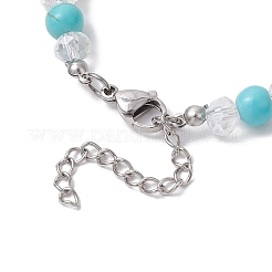 Синтетические бирюзовые бусины эластичные браслеты для женщин&nbsp;BJEW-TA00601