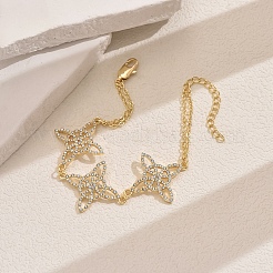 Латунные браслеты с микропаве из прозрачных кубических цирконий для женщин OL6617