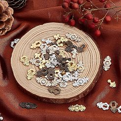 40セット4色のミニ合金ベルトバックル  人形の服のアクセサリー  人形作り用  ミックスカラー  9x18.5x2mm  穴：0.8mm  10セット/カラー&nbsp;DIY-FG0002-77