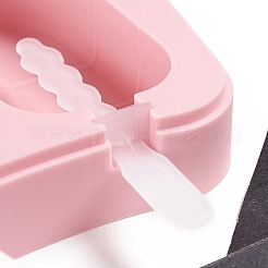 アイスポップ食品グレードのシリコーン型  プラスチック製の蓋と棒付き  子供用夏の家庭のキッチンツール  ピンク  97x220x25mm&nbsp;DIY-G022-15