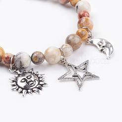 Braccialetti di fascino agata pazzo naturale&nbsp;BJEW-JB03349-03