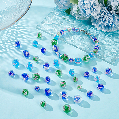 90 Stück 9 Stile handgefertigte leuchtende innere Blumen-Bunte Malerei-Perlen&nbsp;LAMP-PH0001-26