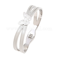 304 Edelstahl-Armreifen mit Scharnier für Damen&nbsp;BJEW-E113-02P