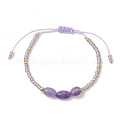 Овальные плетеные браслеты из натуральных смешанных драгоценных камней и стеклянных бусин для женщин&nbsp;BJEW-MZ00246