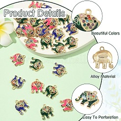 10 шт. подвески из сплава с цветными стразами и эмалью&nbsp;ENAM-YW0006-14A