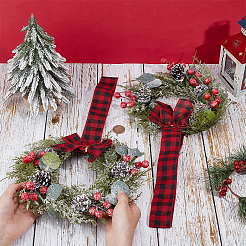 Рождественский венок из пластика и ткани&nbsp;AJEW-WH0481-03