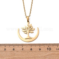 Colliers à pendentif arbre en acier inoxydable 304 avec chaîne câble pour hommes et femmes&nbsp;NJEW-K308-05D-G
