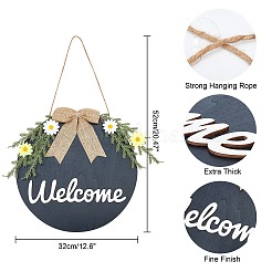 Добро пожаловать знак натурального дерева дверь висит украшение для украшения входной двери HJEW-WH0008-51