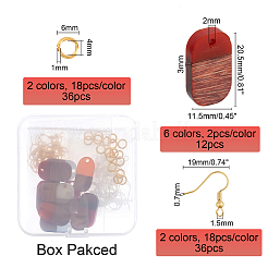 Наборы для самостоятельного изготовления деревянных сережек-подвесок из ореха DIY-OC0006-79