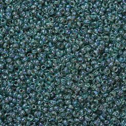 MIYUKIラウンドロカイユビーズ  日本製シードビーズ  11/0  （rr4506)透明シーフォームピカソ  2x1.3mm  穴：0.8mm  約50000個/ポンド&nbsp;SEED-G007-RR4506