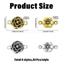 80 pièce 4 styles de liens/connecteurs de style tibétain&nbsp;TIBEB-YW0001-39