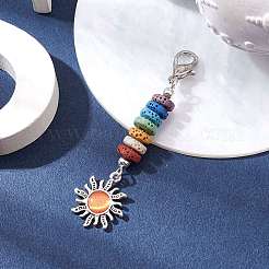 Décoration pendentif en alliage soleil et oeil de chat&nbsp;HJEW-JM01593-02