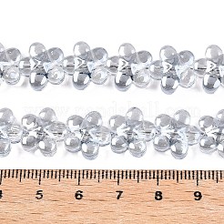 電気メッキガラスビーズセット  花  ディープスカイブルー  12x12.5x7mm  穴：1mm  約54~55個/連  24.57~24.96インチ（62.4~63.4cm）&nbsp;EGLA-T028-02H