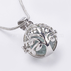 Ottone delle collane del pendente della scatola di preghiera&nbsp;NJEW-JN02071